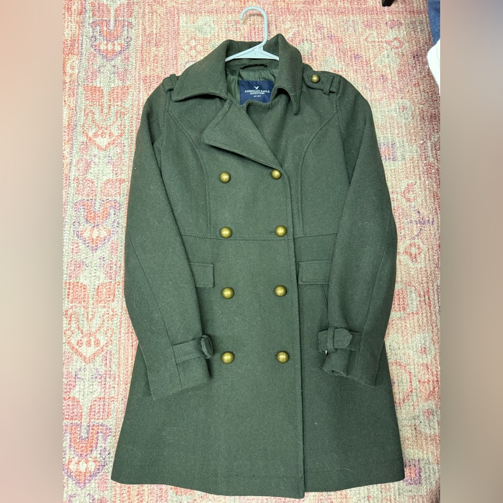 American Eagle Wool Blend Military Detail Coat